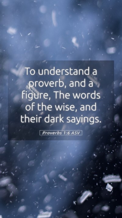 Picture 05 - Proverbs 1:6 ASV Mobile Phone Wallpaper - To understand a proverb, and a figure, The words - Mobile Bible Verse Wallpaper