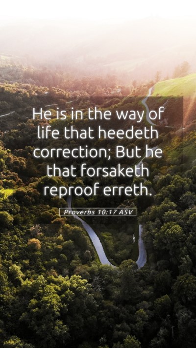Picture 05 - Proverbs 10:17 ASV Mobile Phone Wallpaper - He is in the way of life that heedeth correction; - Mobile Bible Verse Wallpaper