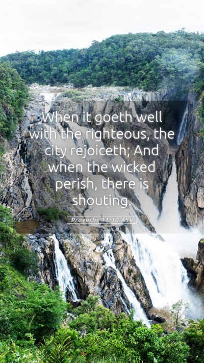 Picture 05 - Proverbs 11:10 ASV Mobile Phone Wallpaper - When it goeth well with the righteous, the city - Mobile Bible Verse Wallpaper