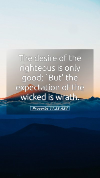 Picture 05 - Proverbs 11:23 ASV Mobile Phone Wallpaper - The desire of the righteous is only good; `But' - Mobile Bible Verse Wallpaper