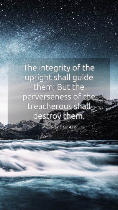 Picture 05 - Proverbs 11:3 ASV Mobile Phone Wallpaper - The integrity of the upright shall guide them; - Mobile Bible Verse Wallpaper