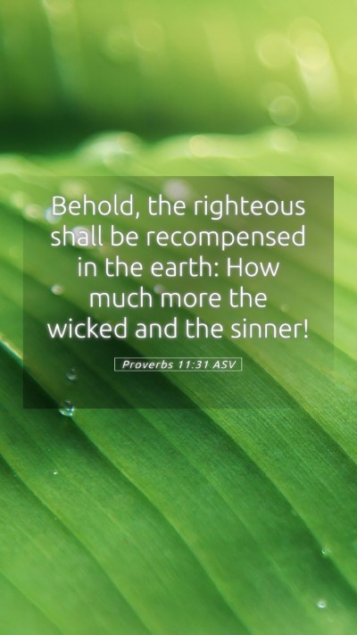 Picture 05 - Proverbs 11:31 ASV Mobile Phone Wallpaper - Behold, the righteous shall be recompensed in the - Mobile Bible Verse Wallpaper