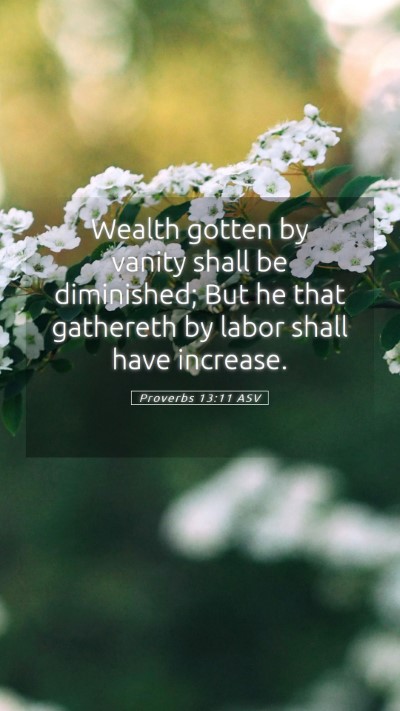 Picture 05 - Proverbs 13:11 ASV Mobile Phone Wallpaper - Wealth gotten by vanity shall be diminished; But - Mobile Bible Verse Wallpaper