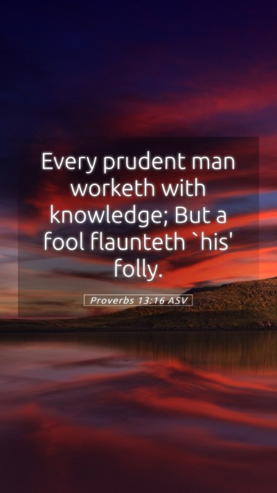 Picture 05 - Proverbs 13:16 ASV Mobile Phone Wallpaper - Every prudent man worketh with knowledge; But a - Mobile Bible Verse Wallpaper