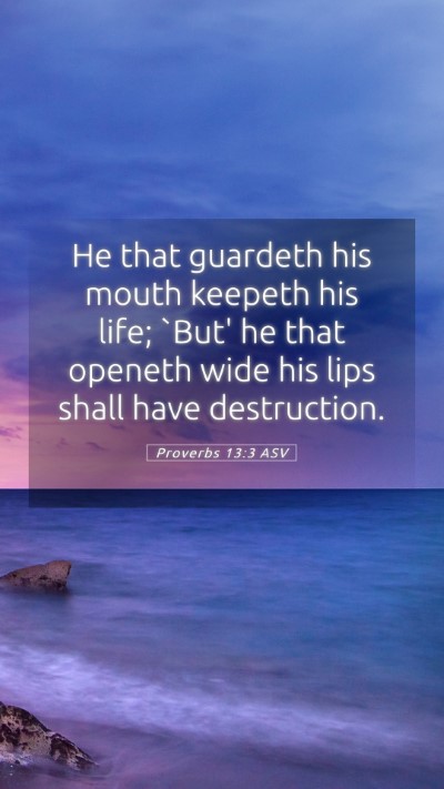 Picture 05 - Proverbs 13:3 ASV Mobile Phone Wallpaper - He that guardeth his mouth keepeth his life; - Mobile Bible Verse Wallpaper