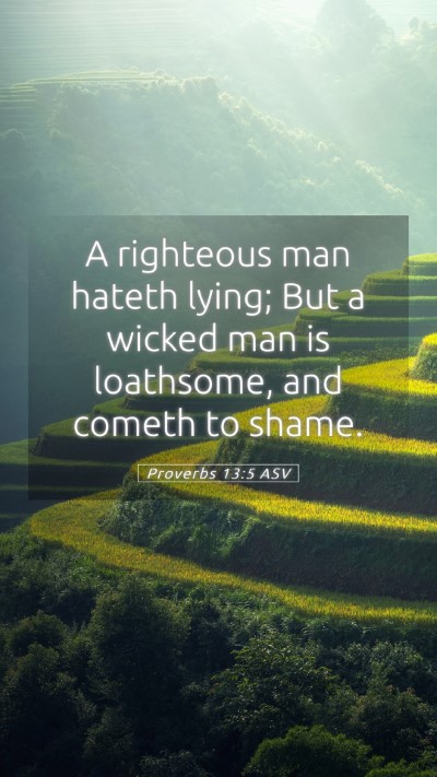 Picture 05 - Proverbs 13:5 ASV Mobile Phone Wallpaper - A righteous man hateth lying; But a wicked man is - Mobile Bible Verse Wallpaper