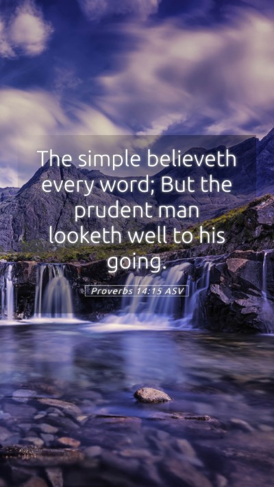 Picture 05 - Proverbs 14:15 ASV Mobile Phone Wallpaper - The simple believeth every word; But the prudent - Mobile Bible Verse Wallpaper