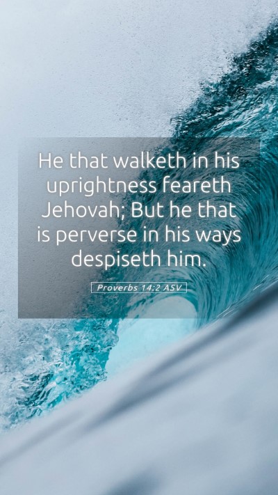 Picture 05 - Proverbs 14:2 ASV Mobile Phone Wallpaper - He that walketh in his uprightness feareth - Mobile Bible Verse Wallpaper