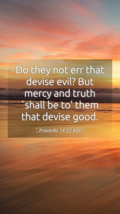 Picture 05 - Proverbs 14:22 ASV Mobile Phone Wallpaper - Do they not err that devise evil? But mercy and - Mobile Bible Verse Wallpaper