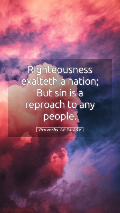 Picture 05 - Proverbs 14:34 ASV Mobile Phone Wallpaper - Righteousness exalteth a nation; But sin is a - Mobile Bible Verse Wallpaper