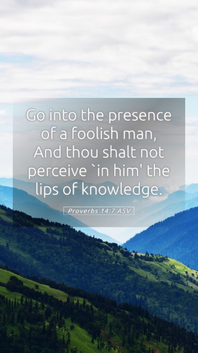 Picture 05 - Proverbs 14:7 ASV Mobile Phone Wallpaper - Go into the presence of a foolish man, And thou - Mobile Bible Verse Wallpaper