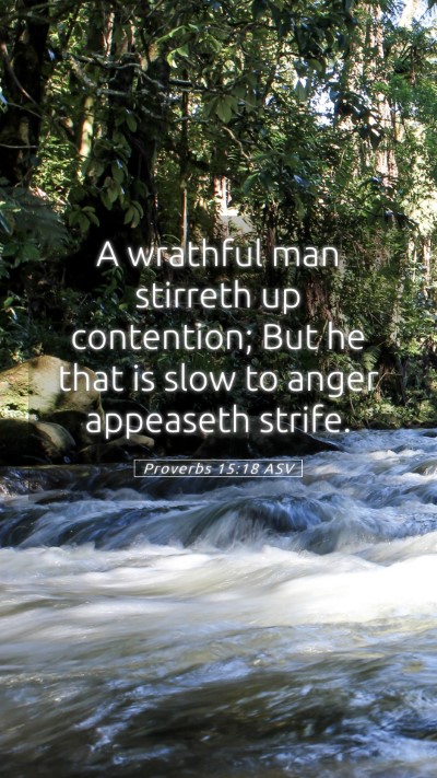 Picture 05 - Proverbs 15:18 ASV Mobile Phone Wallpaper - A wrathful man stirreth up contention; But he - Mobile Bible Verse Wallpaper