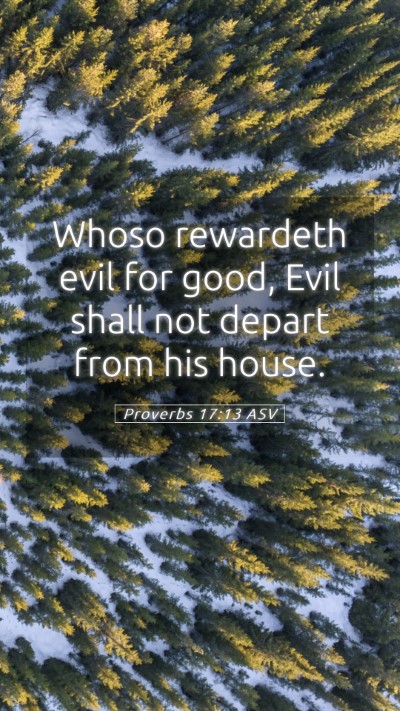 Picture 05 - Proverbs 17:13 ASV Mobile Phone Wallpaper - Whoso rewardeth evil for good, Evil shall not - Mobile Bible Verse Wallpaper