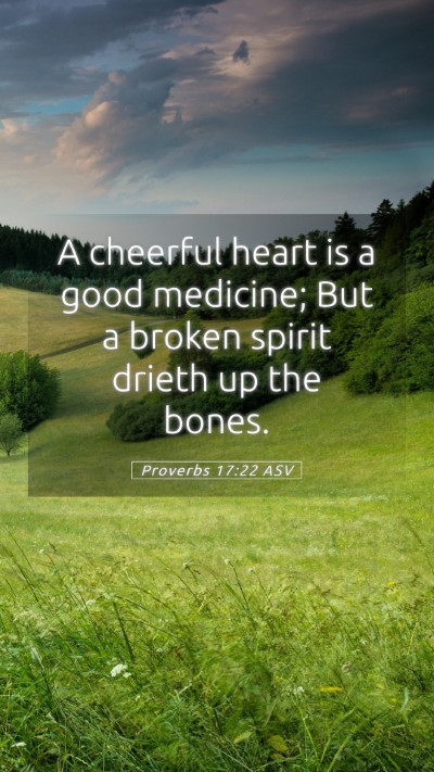 Picture 05 - Proverbs 17:22 ASV Mobile Phone Wallpaper - A cheerful heart is a good medicine; But a broken - Mobile Bible Verse Wallpaper