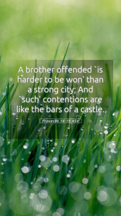 Picture 05 - Proverbs 18:19 ASV Mobile Phone Wallpaper - A brother offended `is harder to be won' than a - Mobile Bible Verse Wallpaper