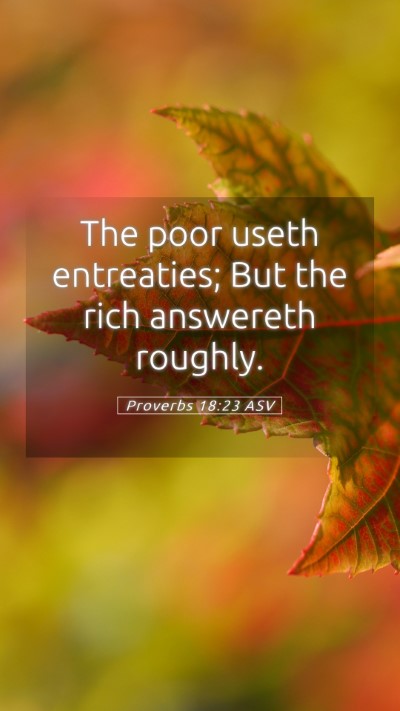 Picture 05 - Proverbs 18:23 ASV Mobile Phone Wallpaper - The poor useth entreaties; But the rich answereth - Mobile Bible Verse Wallpaper