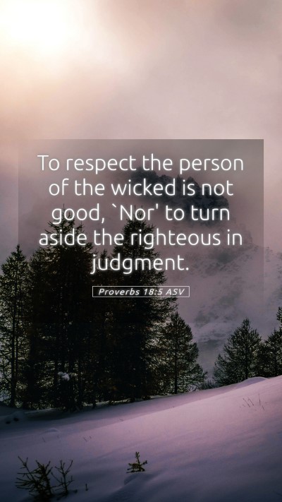 Picture 05 - Proverbs 18:5 ASV Mobile Phone Wallpaper - To respect the person of the wicked is not good, - Mobile Bible Verse Wallpaper