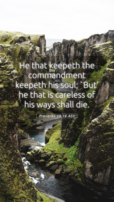 Picture 05 - Proverbs 19:16 ASV Mobile Phone Wallpaper - He that keepeth the commandment keepeth his soul; - Mobile Bible Verse Wallpaper