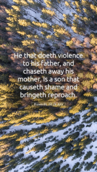 Picture 05 - Proverbs 19:26 ASV Mobile Phone Wallpaper - He that doeth violence to his father, and chaseth - Mobile Bible Verse Wallpaper