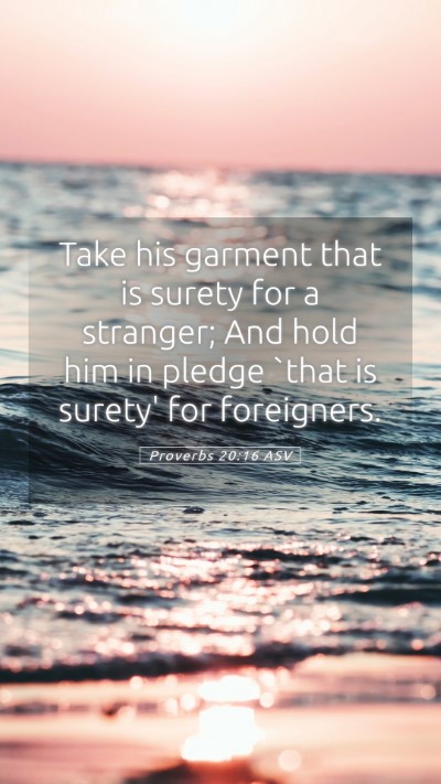 Picture 05 - Proverbs 20:16 ASV Mobile Phone Wallpaper - Take his garment that is surety for a stranger; - Mobile Bible Verse Wallpaper
