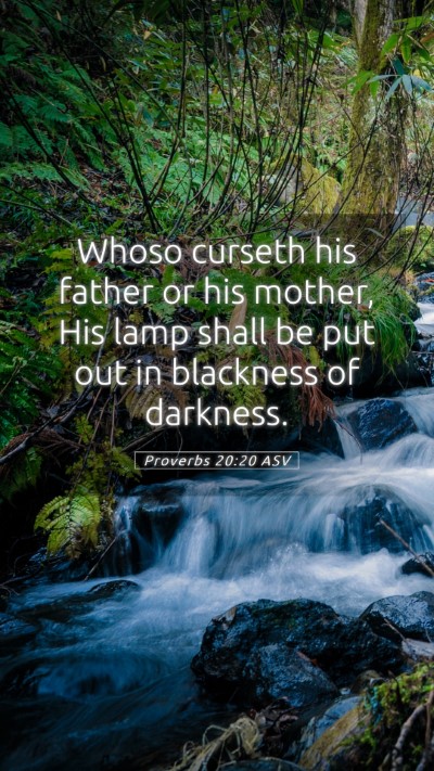 Picture 05 - Proverbs 20:20 ASV Mobile Phone Wallpaper - Whoso curseth his father or his mother, His lamp - Mobile Bible Verse Wallpaper