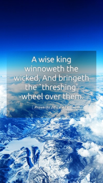 Picture 05 - Proverbs 20:26 ASV Mobile Phone Wallpaper - A wise king winnoweth the wicked, And bringeth - Mobile Bible Verse Wallpaper