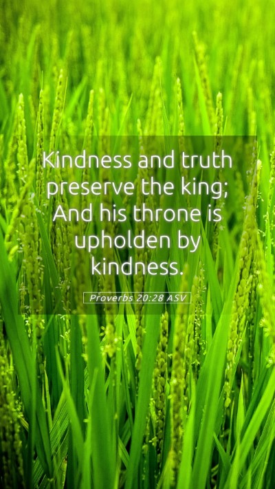 Picture 05 - Proverbs 20:28 ASV Mobile Phone Wallpaper - Kindness and truth preserve the king; And his - Mobile Bible Verse Wallpaper
