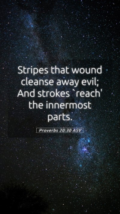 Picture 05 - Proverbs 20:30 ASV Mobile Phone Wallpaper - Stripes that wound cleanse away evil; And strokes - Mobile Bible Verse Wallpaper