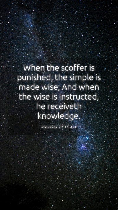 Picture 05 - Proverbs 21:11 ASV Mobile Phone Wallpaper - When the scoffer is punished, the simple is made - Mobile Bible Verse Wallpaper