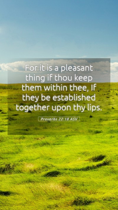 Picture 05 - Proverbs 22:18 ASV Mobile Phone Wallpaper - For it is a pleasant thing if thou keep them - Mobile Bible Verse Wallpaper