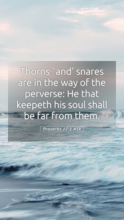 Picture 05 - Proverbs 22:5 ASV Mobile Phone Wallpaper - Thorns `and' snares are in the way of the - Mobile Bible Verse Wallpaper