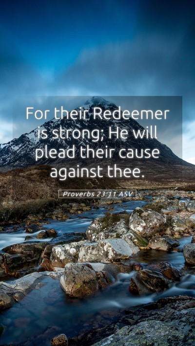 Picture 05 - Proverbs 23:11 ASV Mobile Phone Wallpaper - For their Redeemer is strong; He will plead their - Mobile Bible Verse Wallpaper