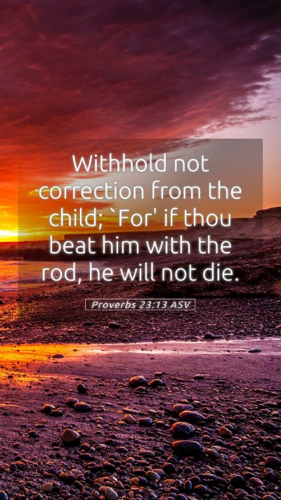 Picture 05 - Proverbs 23:13 ASV Mobile Phone Wallpaper - Withhold not correction from the child; `For' if - Mobile Bible Verse Wallpaper