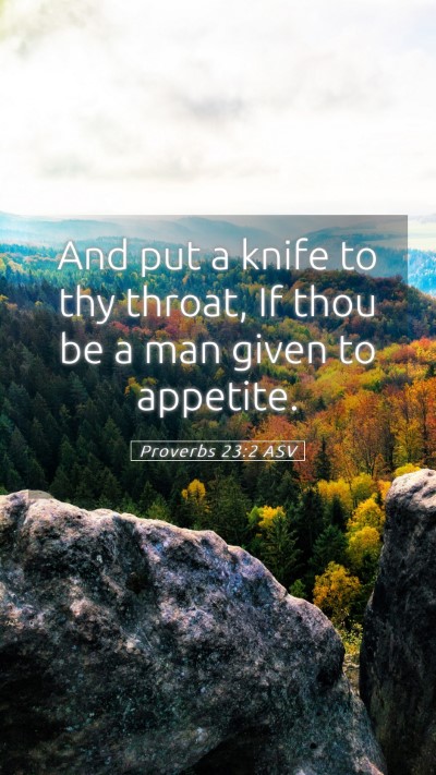 Picture 05 - Proverbs 23:2 ASV Mobile Phone Wallpaper - And put a knife to thy throat, If thou be a man - Mobile Bible Verse Wallpaper