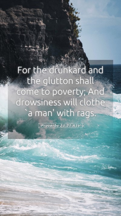 Picture 05 - Proverbs 23:21 ASV Mobile Phone Wallpaper - For the drunkard and the glutton shall come to - Mobile Bible Verse Wallpaper