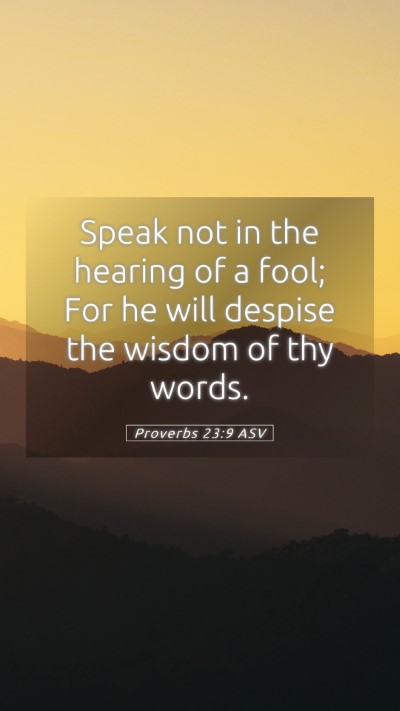Picture 05 - Proverbs 23:9 ASV Mobile Phone Wallpaper - Speak not in the hearing of a fool; For he will - Mobile Bible Verse Wallpaper