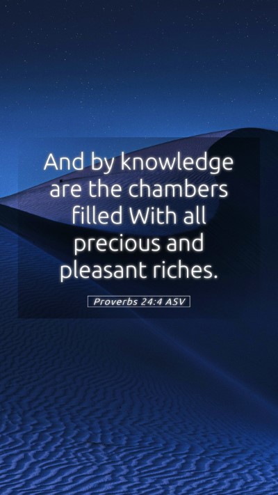 Picture 05 - Proverbs 24:4 ASV Mobile Phone Wallpaper - And by knowledge are the chambers filled With all - Mobile Bible Verse Wallpaper