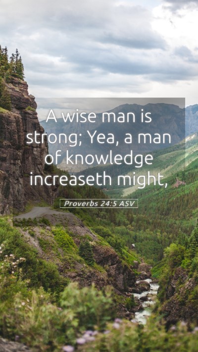 Picture 05 - Proverbs 24:5 ASV Mobile Phone Wallpaper - A wise man is strong; Yea, a man of knowledge - Mobile Bible Verse Wallpaper