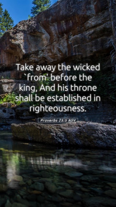 Picture 05 - Proverbs 25:5 ASV Mobile Phone Wallpaper - Take away the wicked `from' before the king, And - Mobile Bible Verse Wallpaper