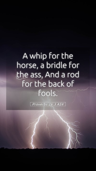 Picture 05 - Proverbs 26:3 ASV Mobile Phone Wallpaper - A whip for the horse, a bridle for the ass, And a - Mobile Bible Verse Wallpaper