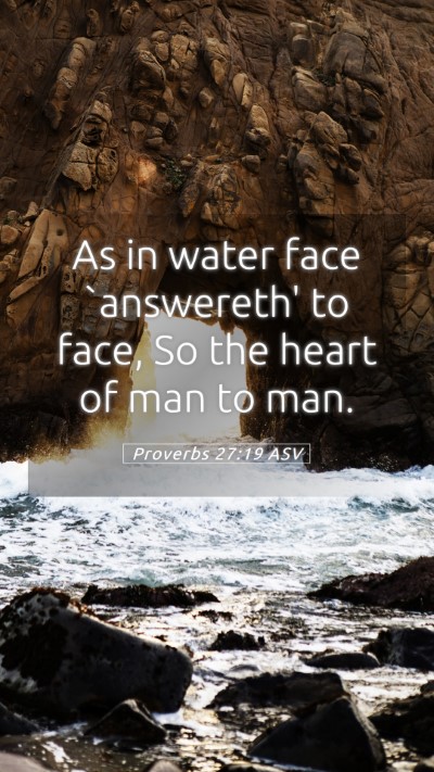 Picture 05 - Proverbs 27:19 ASV Mobile Phone Wallpaper - As in water face `answereth' to face, So the - Mobile Bible Verse Wallpaper
