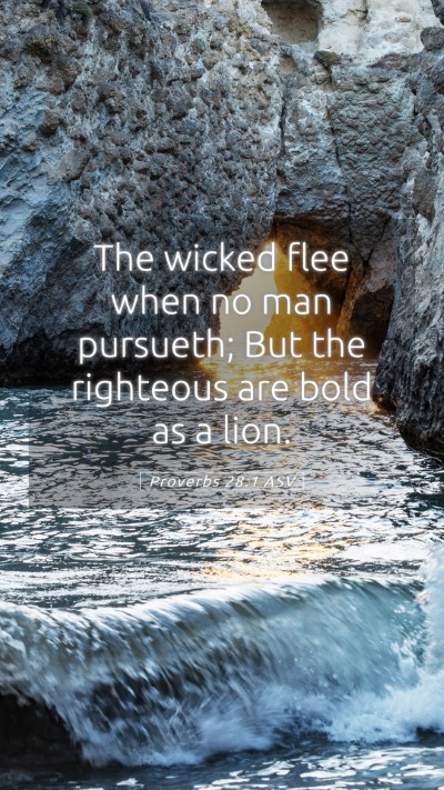 Picture 05 - Proverbs 28:1 ASV Mobile Phone Wallpaper - The wicked flee when no man pursueth; But the - Mobile Bible Verse Wallpaper