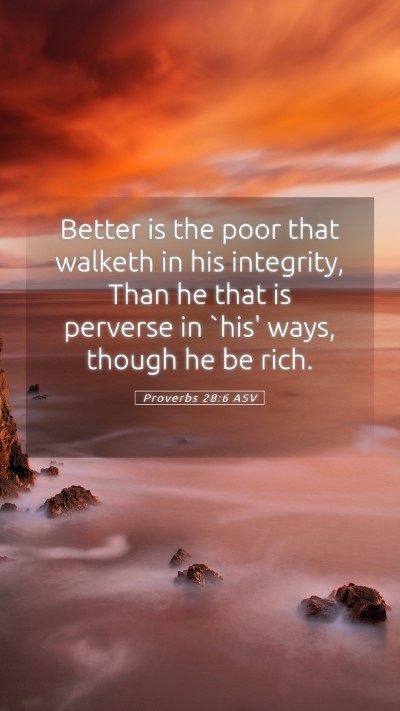 Picture 05 - Proverbs 28:6 ASV Mobile Phone Wallpaper - Better is the poor that walketh in his integrity, - Mobile Bible Verse Wallpaper