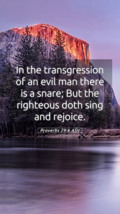 Picture 05 - Proverbs 29:6 ASV Mobile Phone Wallpaper - In the transgression of an evil man there is a - Mobile Bible Verse Wallpaper