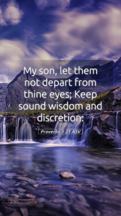 Picture 05 - Proverbs 3:21 ASV Mobile Phone Wallpaper - My son, let them not depart from thine eyes; Keep - Mobile Bible Verse Wallpaper