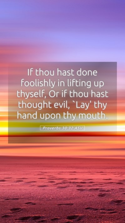 Picture 05 - Proverbs 30:32 ASV Mobile Phone Wallpaper - If thou hast done foolishly in lifting up - Mobile Bible Verse Wallpaper