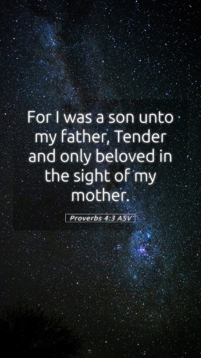 Picture 05 - Proverbs 4:3 ASV Mobile Phone Wallpaper - For I was a son unto my father, Tender and only - Mobile Bible Verse Wallpaper