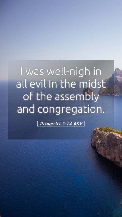 Picture 05 - Proverbs 5:14 ASV Mobile Phone Wallpaper - I was well-nigh in all evil In the midst of the - Mobile Bible Verse Wallpaper