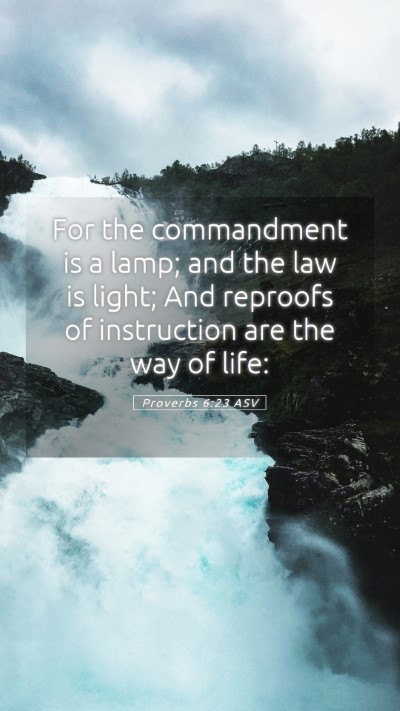 Picture 05 - Proverbs 6:23 ASV Mobile Phone Wallpaper - For the commandment is a lamp; and the law is - Mobile Bible Verse Wallpaper