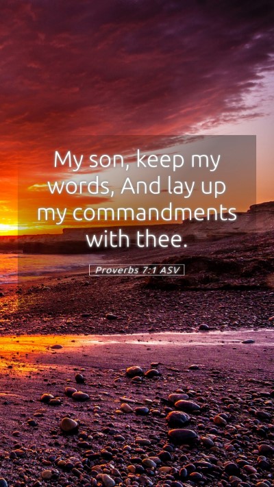 Picture 05 - Proverbs 7:1 ASV Mobile Phone Wallpaper - My son, keep my words, And lay up my commandments - Mobile Bible Verse Wallpaper